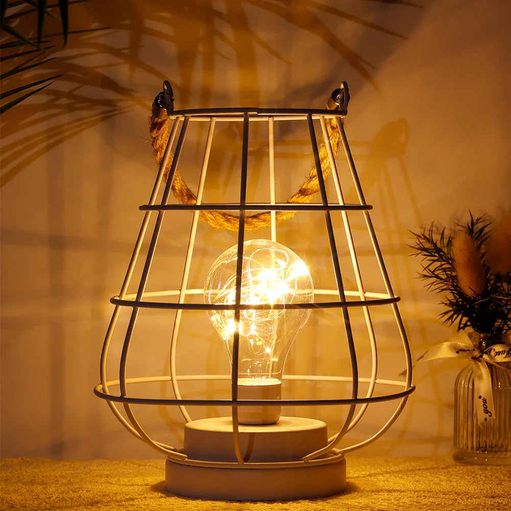 8.5" Tall Cordless Accent Light with Edsion Style Bulb (White)