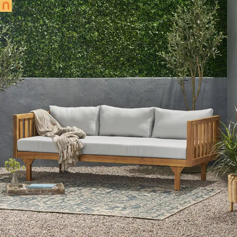 Sofa Modern Daybed Wood Teak Acacia Cushions Water Resistant 67 Inch Wide