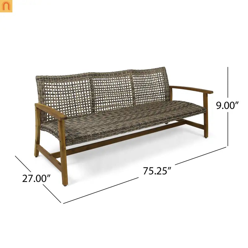 Sofa Outdoor Acacia Wood Grey Rattan Cover 3 Seater Weatherproof Cozy