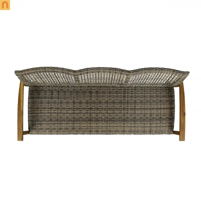 Sofa Outdoor Acacia Wood Grey Rattan Cover 3 Seater Weatherproof Cozy