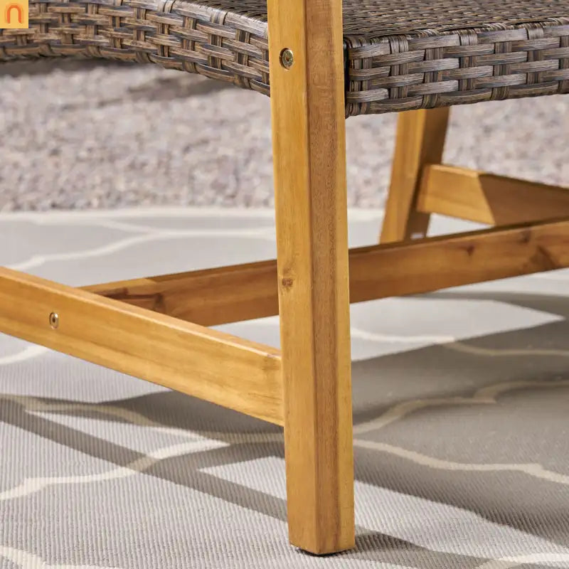 Sofa Outdoor Acacia Wood Grey Rattan Cover 3 Seater Weatherproof Cozy