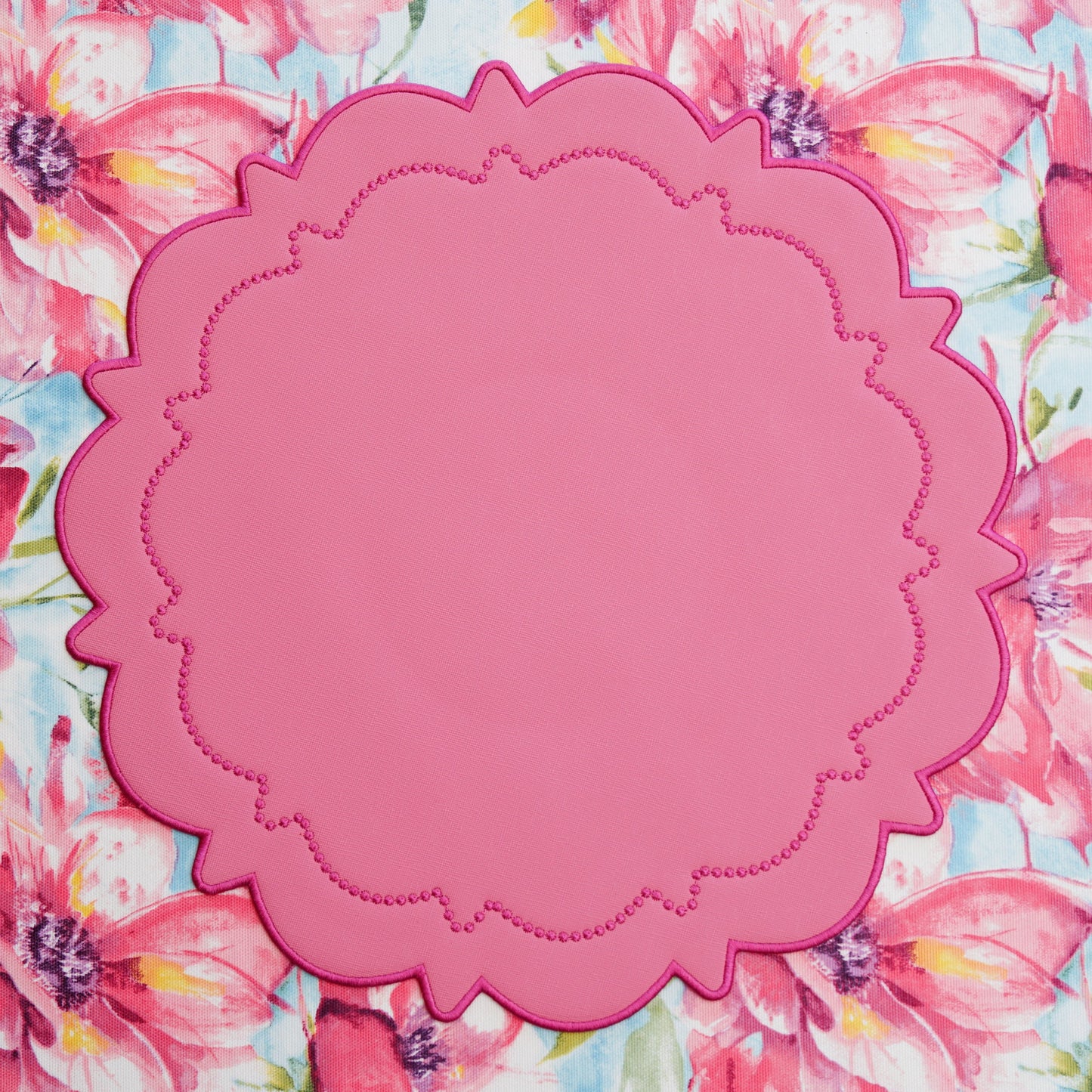 SOLSTICE PINK SCALLOPED FAUX LEATHER PLACEMAT (Set Of 4)