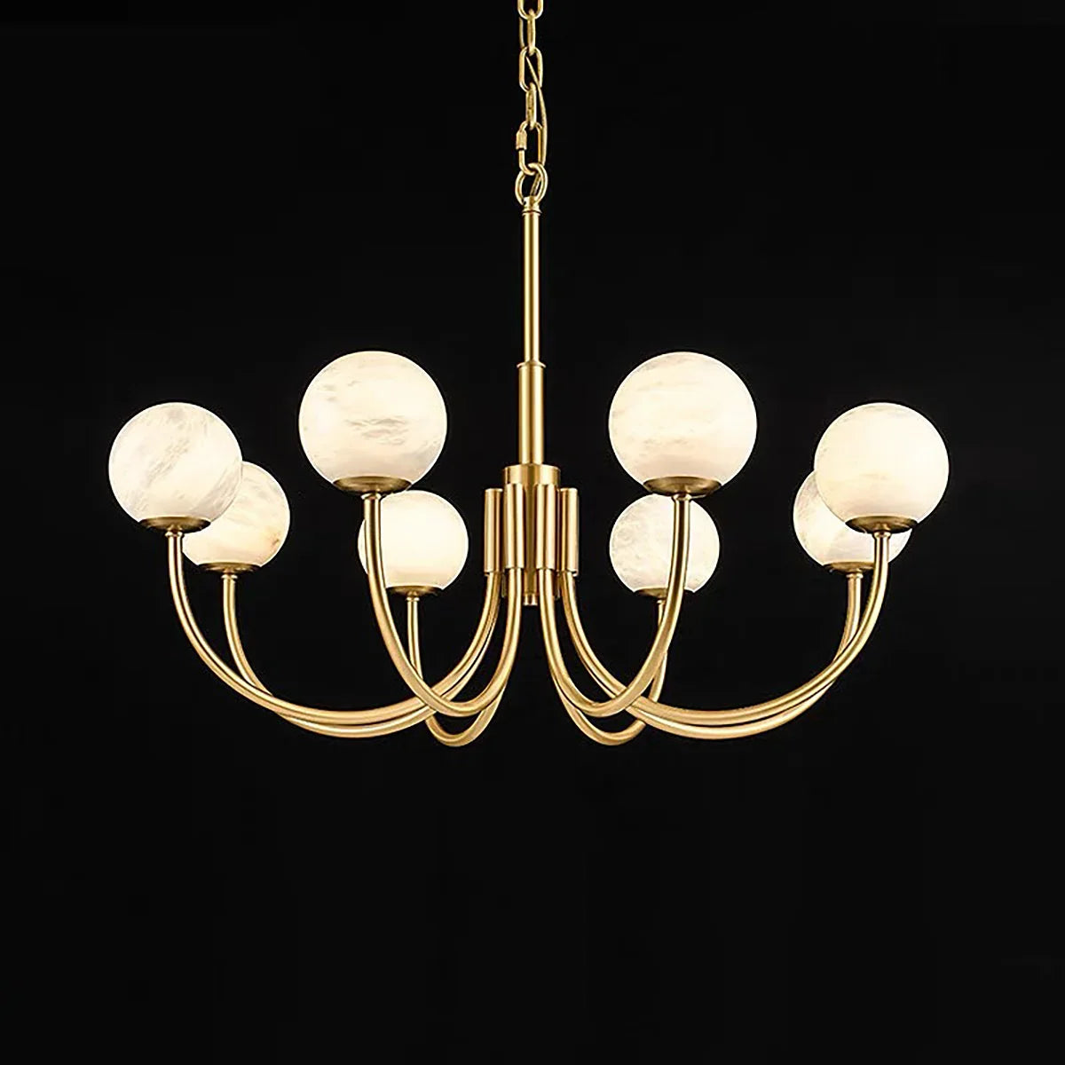 Spherical Alabaster Multi Head Chandelier
