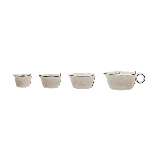 Hamptons Stoneware Artisanal Measuring Cups – Set of 4, Neutral Glaze