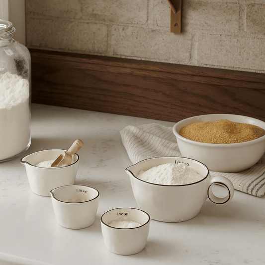 Hamptons Stoneware Artisanal Measuring Cups – Set of 4, Neutral Glaze