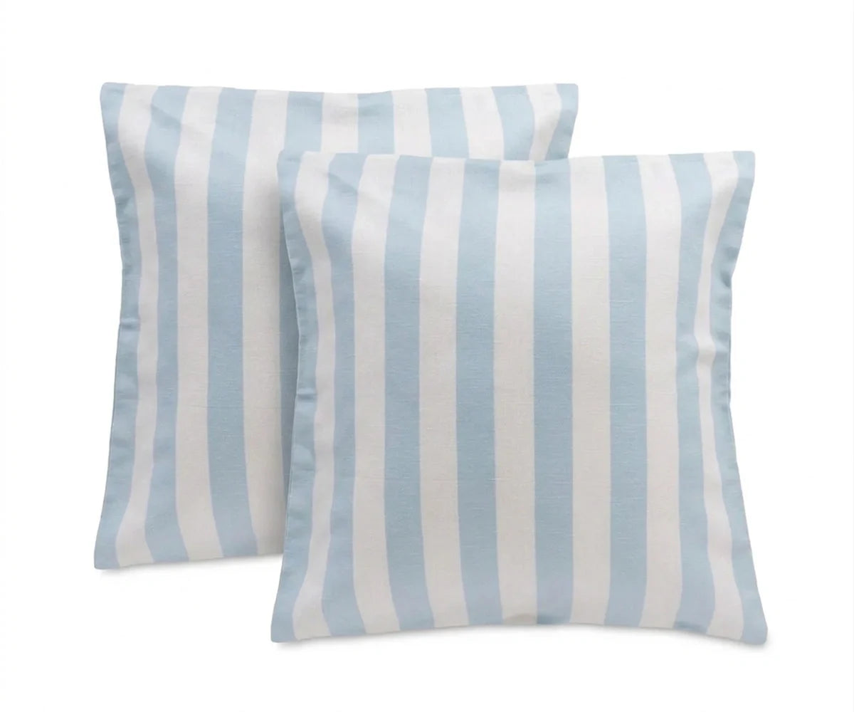 Harbor Stripe Cotton-Linen Pillow Covers – Blue & White, Set of Two