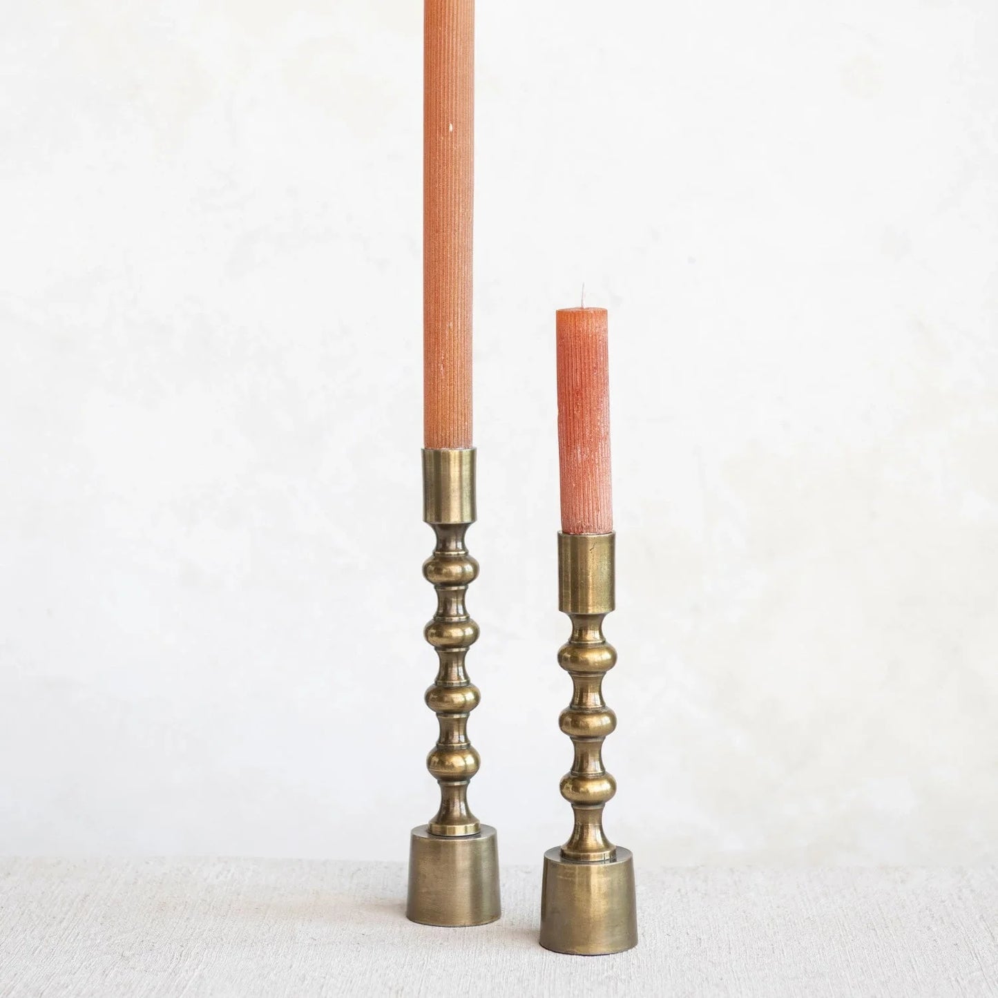 Solid Brass Taper Candle Holders, Antique Gold Finish, Set of 2