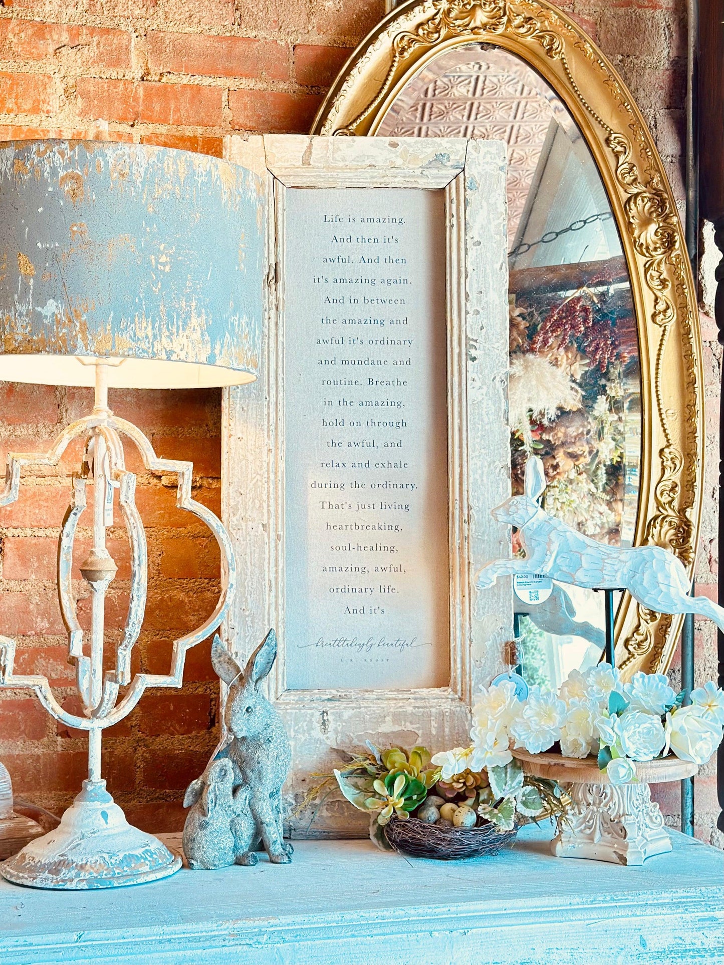 Life is Amazing - Antique Salvaged Door Base Sign