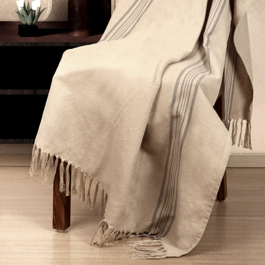 The Ashbourne Heritage Stripe Linen Throw Blanket