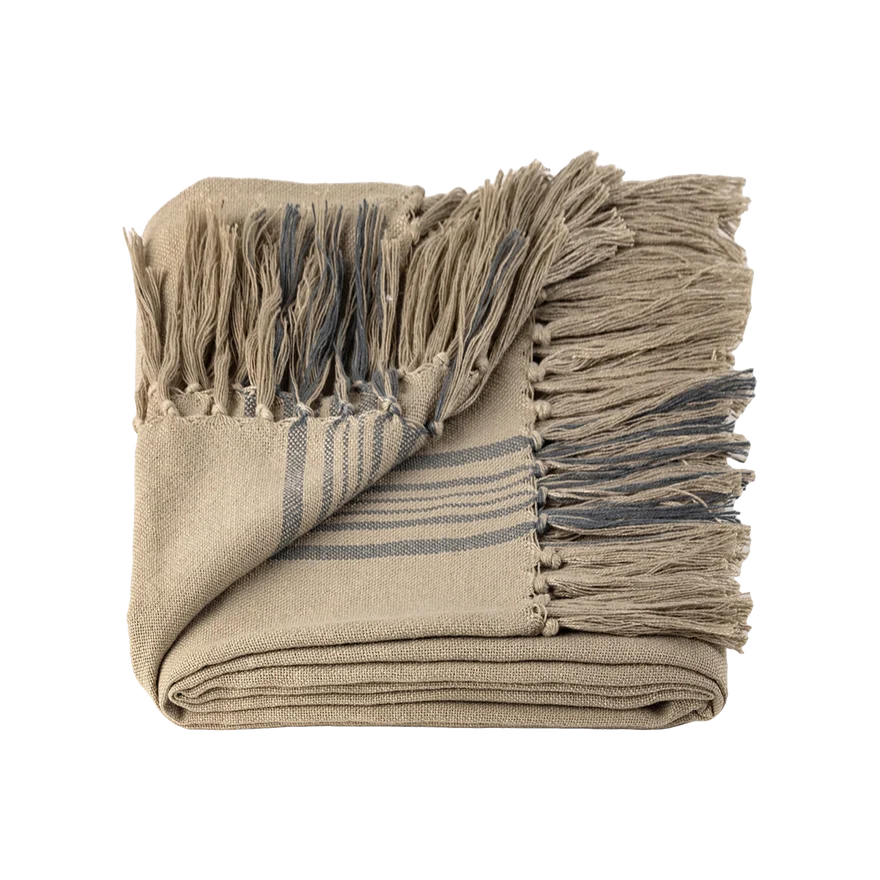 The Ashbourne Heritage Stripe Linen Throw Blanket