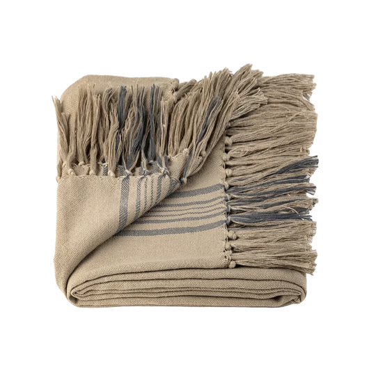 The Ashbourne Heritage Stripe Linen Throw Blanket