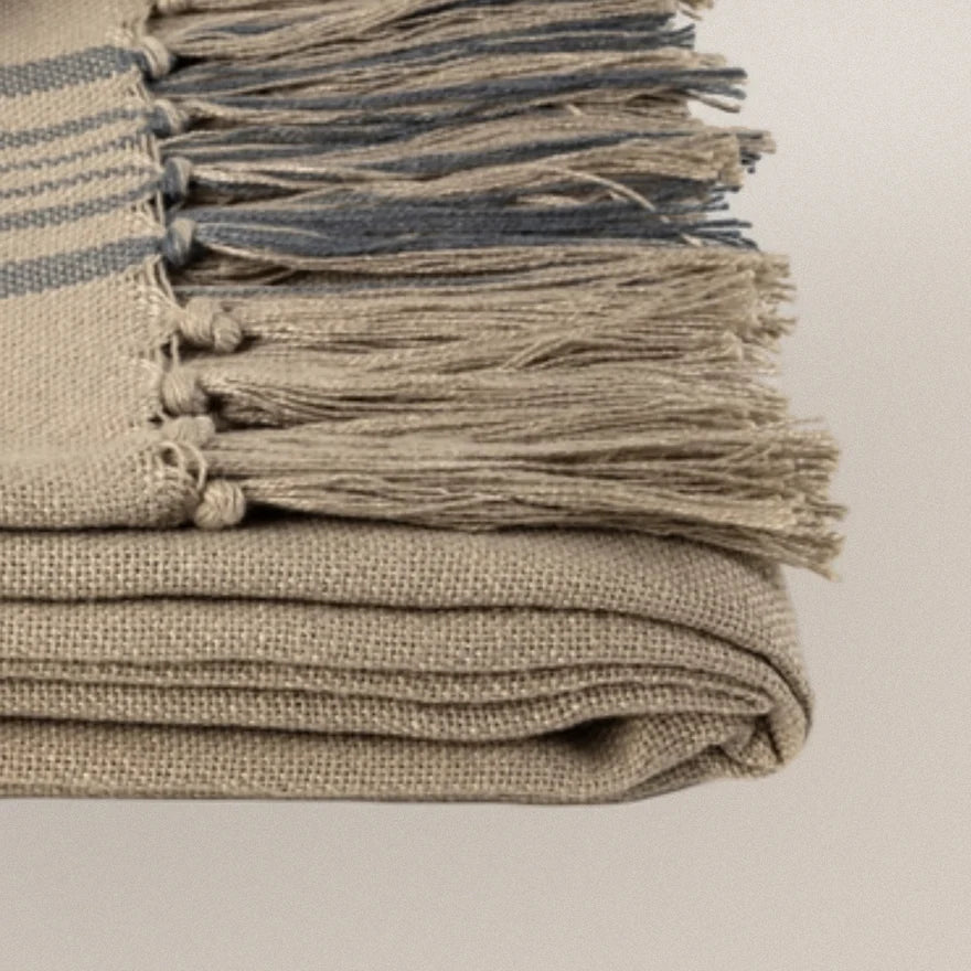 The Ashbourne Heritage Stripe Linen Throw Blanket