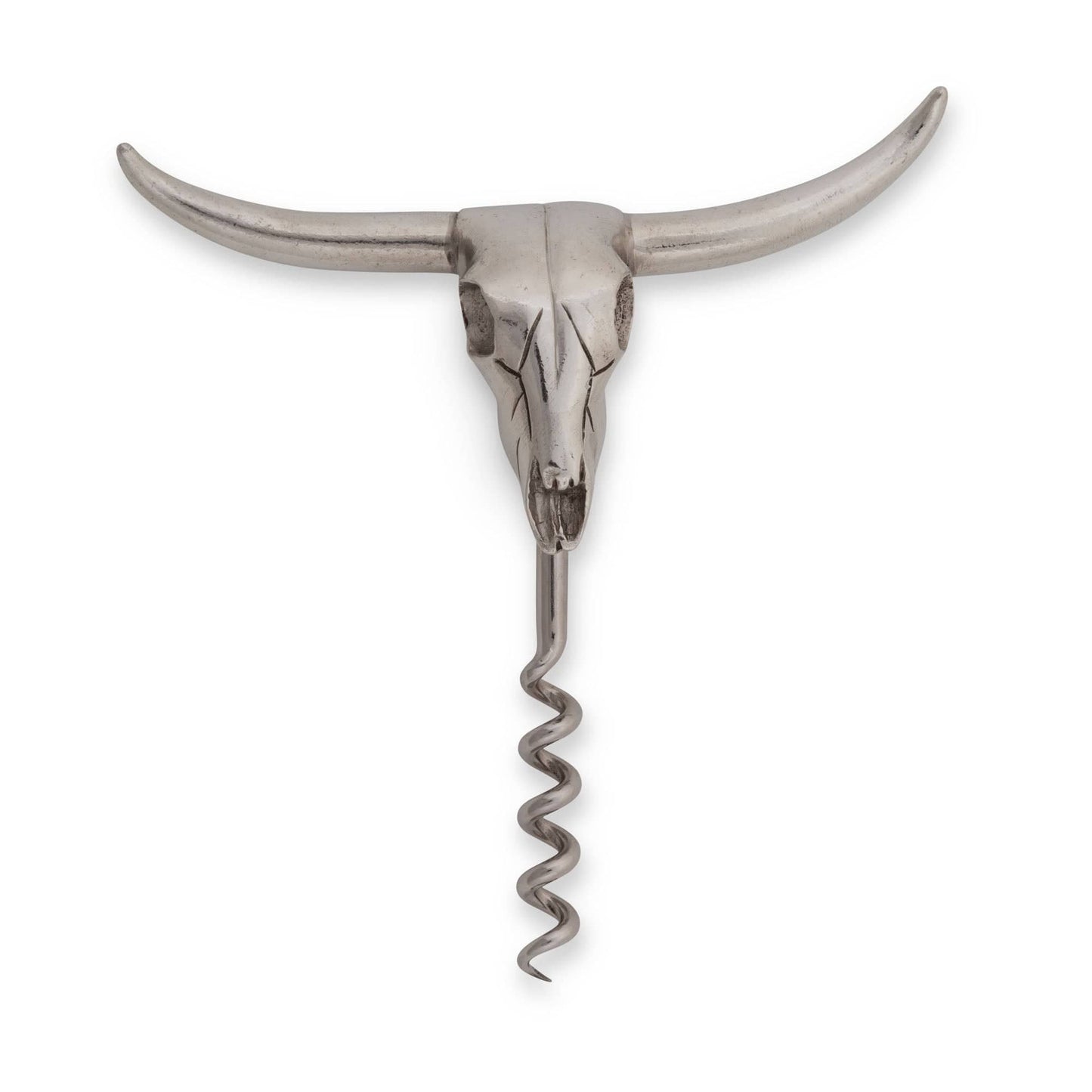 Pewter Cow Skull Wine Pull