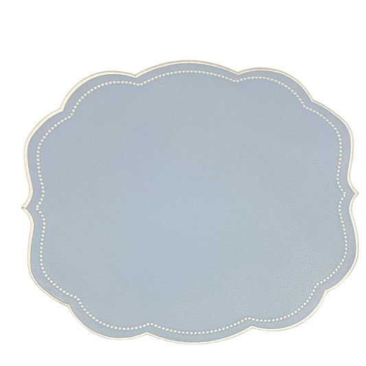 VELOUR LIGHT BLUE FAUX LEATHER PLACEMAT (Set Of 4)