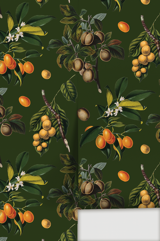 Vintage Orchard Wallpaper, green