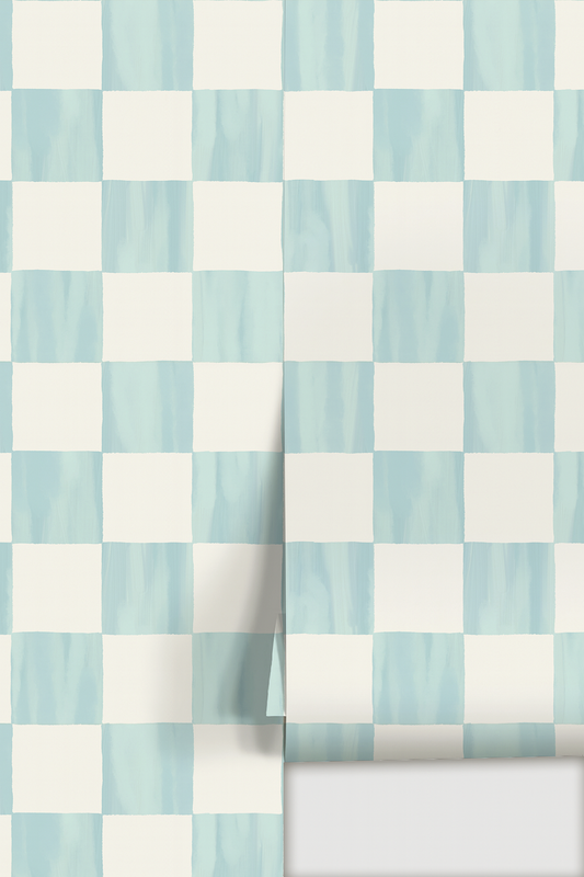 Checkers Wallpaper, light blue