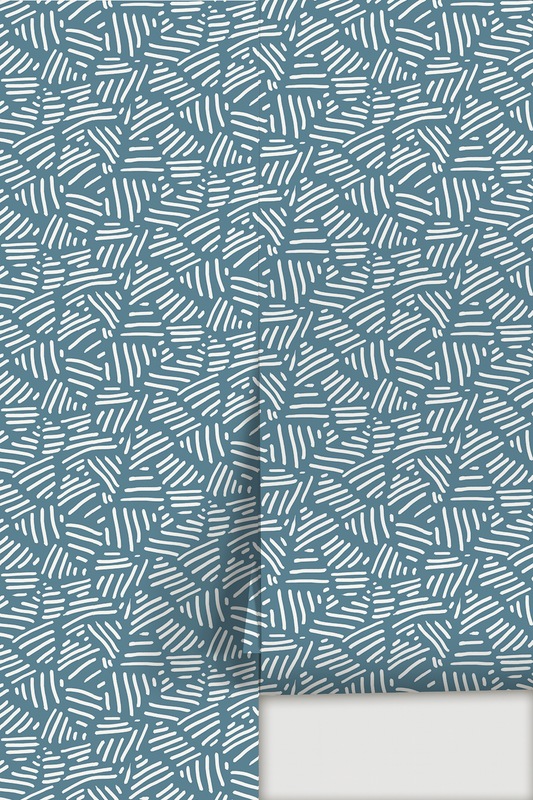 Simple Stripes Wallpaper, denim blue and white