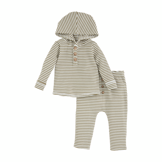 Green Stripe Hoodie And Baby Outfit