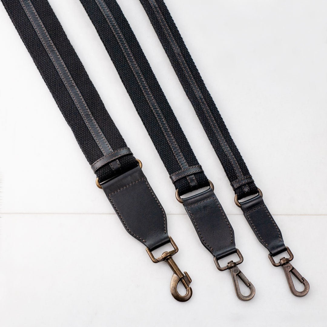 Web/Leather - Black Guitar Strap