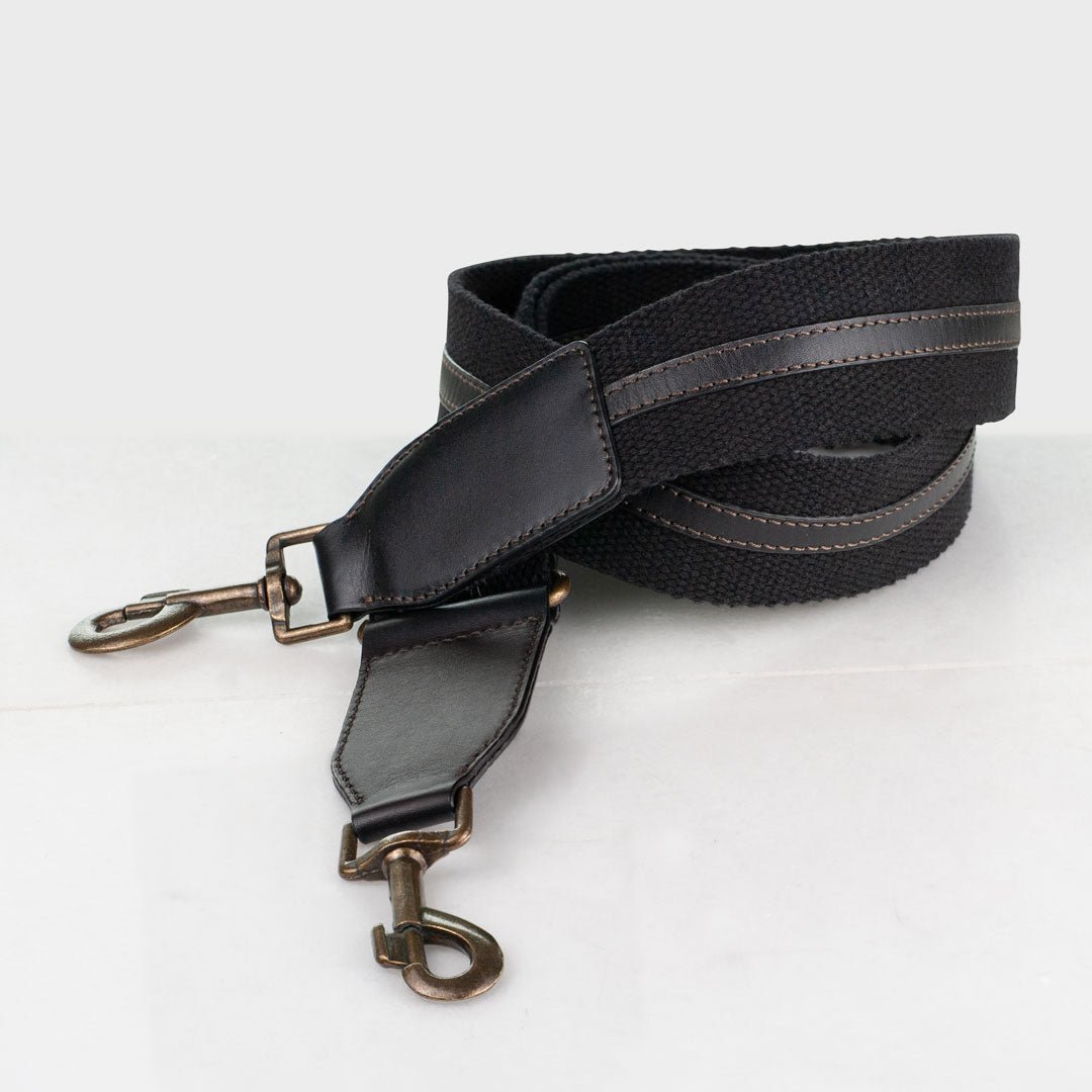 Web/Leather - Black Guitar Strap