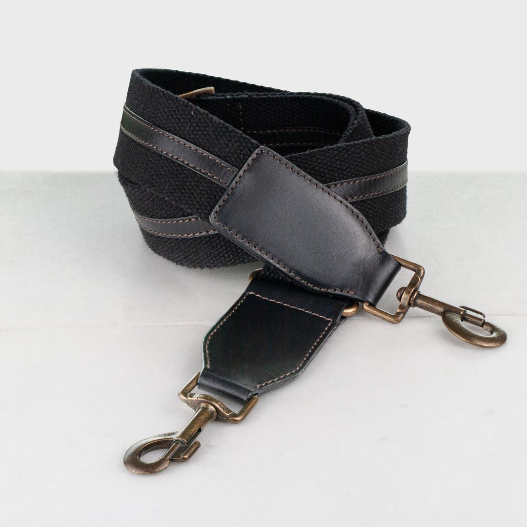 Web/Leather - Black Guitar Strap
