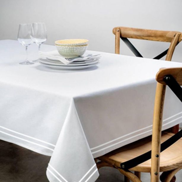 Double Embroidery Border Poly Cotton Sateen Solid Table Cloth