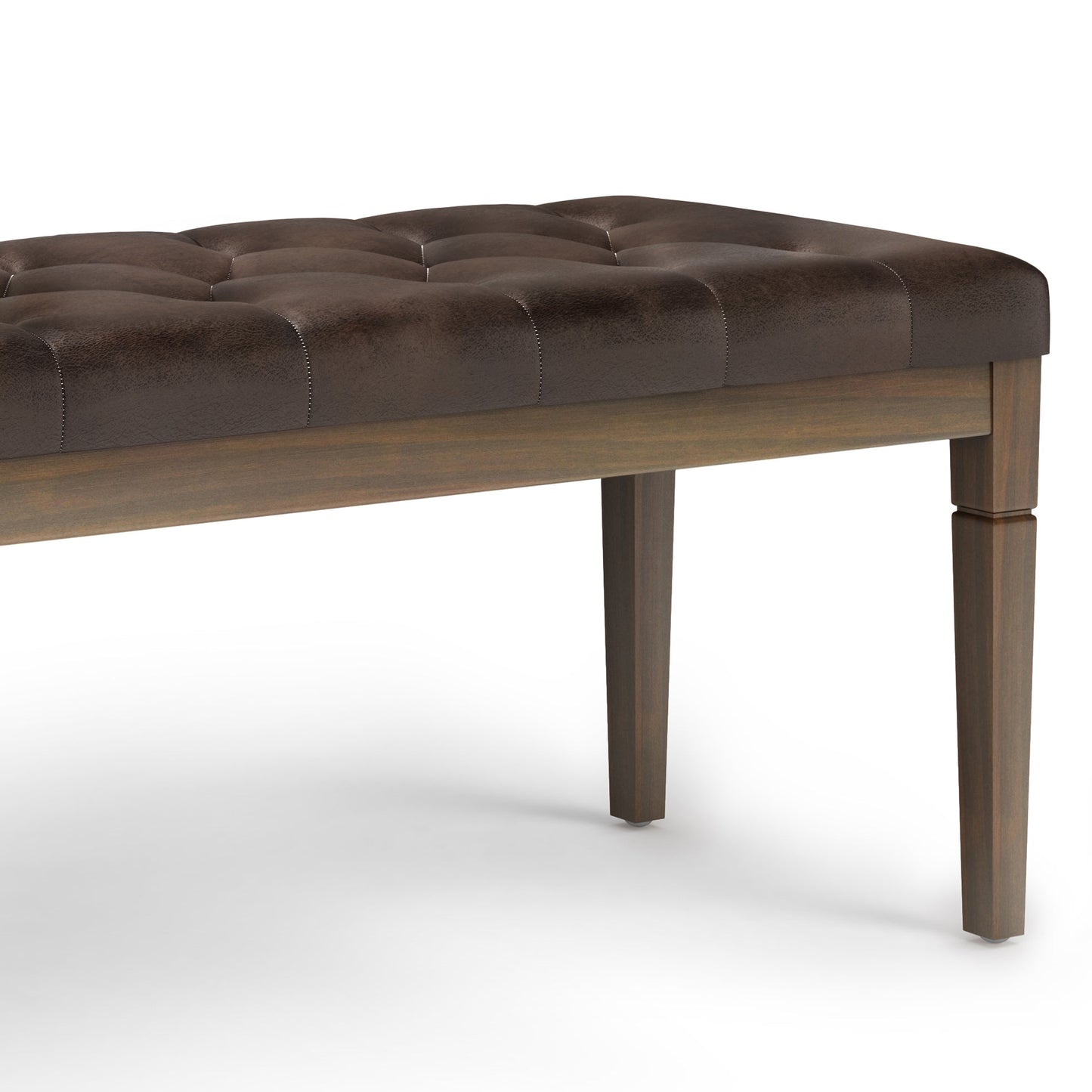 The Heritage Stable House Tufted Leather Bench — Distressed Bridle Brown