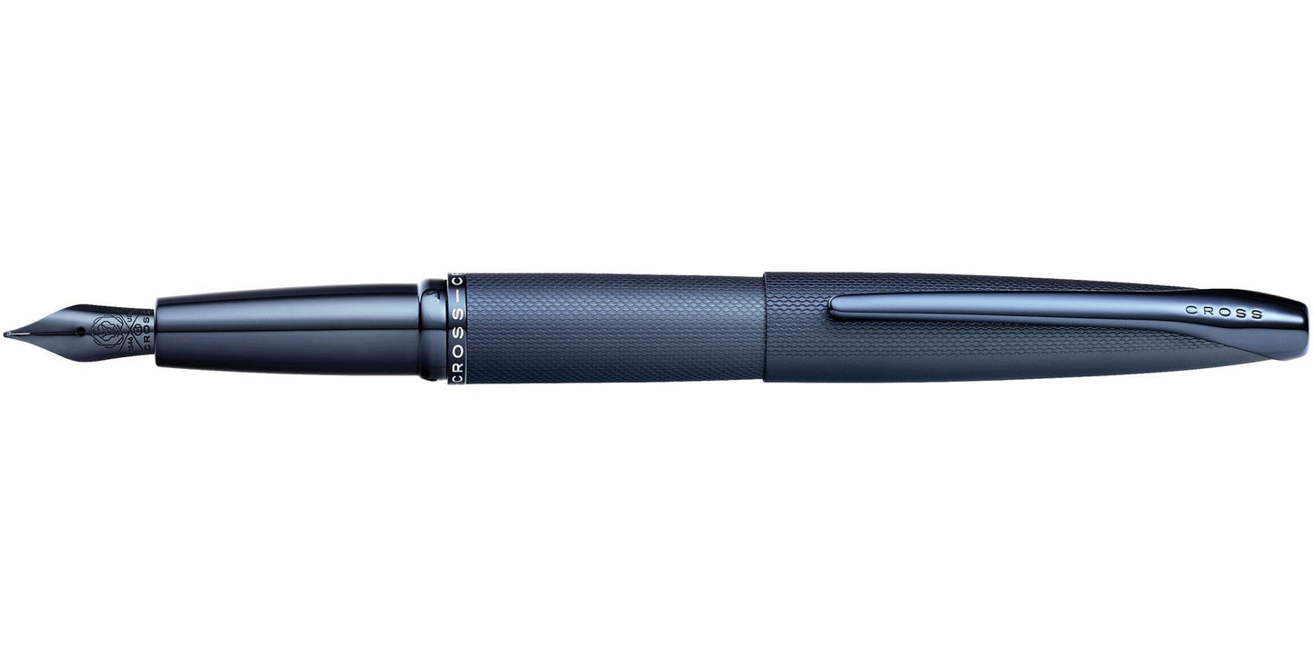 ATX® Sandblasted Dark Blue Stainless Steel Fine Nib Fountain Pen
