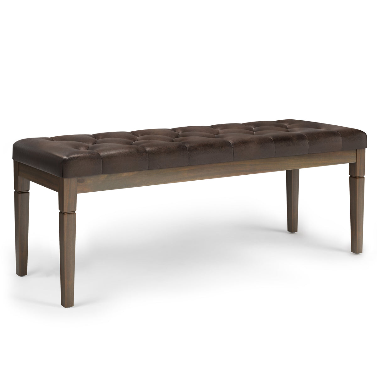 The Heritage Stable House Tufted Leather Bench — Distressed Bridle Brown